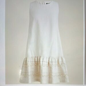 Jcrew women’s 100% linen Maxine ruffle trim dress size M